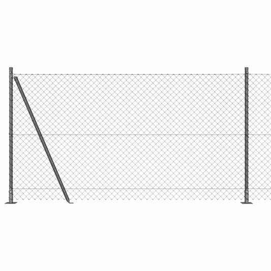 Kettengliedzaun mit Pfosten Grau 1.2 x 10 m Stahl