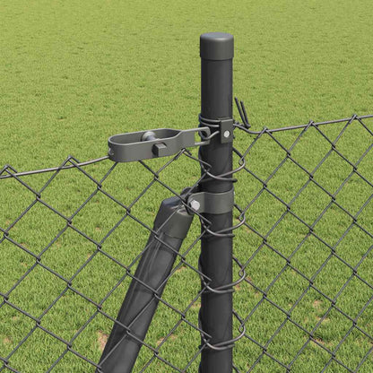 Kettengliedzaun mit Pfosten Grau 1,6 x 10 m Stahl