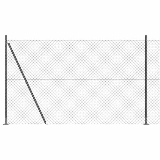 Kettengliedzaun mit Pfosten Grau 1.6 x 10 m Stahl