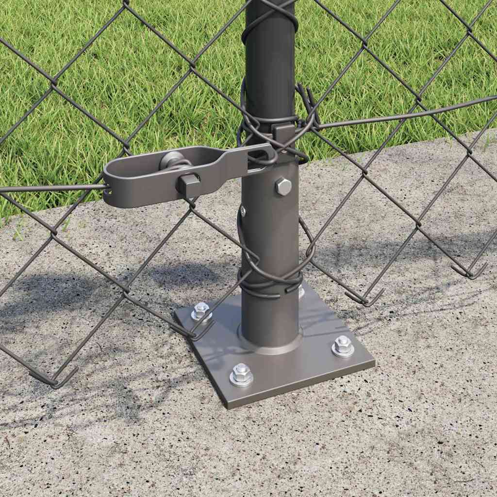 Kettengliedzaun mit Pfosten Grau 0,6 x 10 m Stahl
