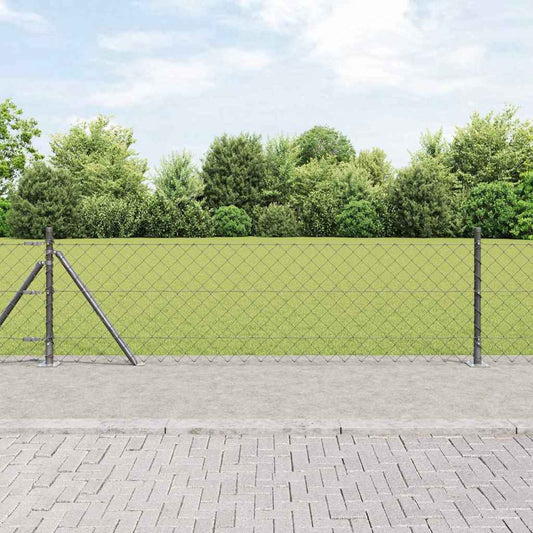 Kettengliedzaun mit Pfosten Grau 0,6 x 10 m Stahl