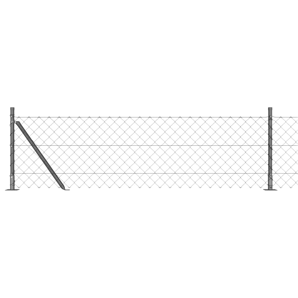 Kettengliedzaun mit Pfosten Grau 0,6 x 10 m Stahl