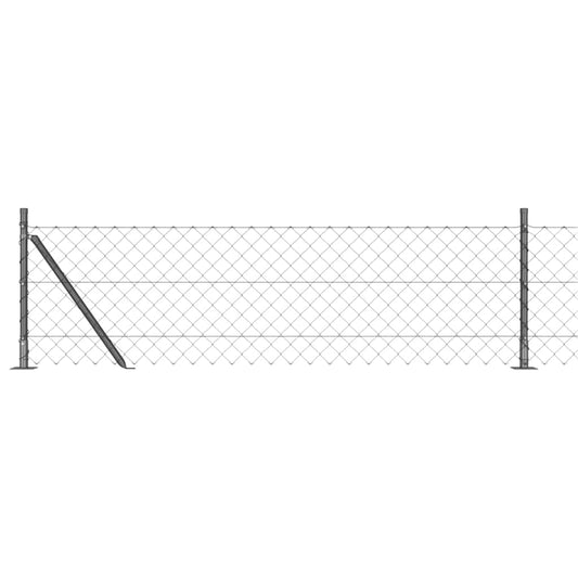 Kettengliedzaun mit Pfosten Grau 0,6 x 10 m Stahl