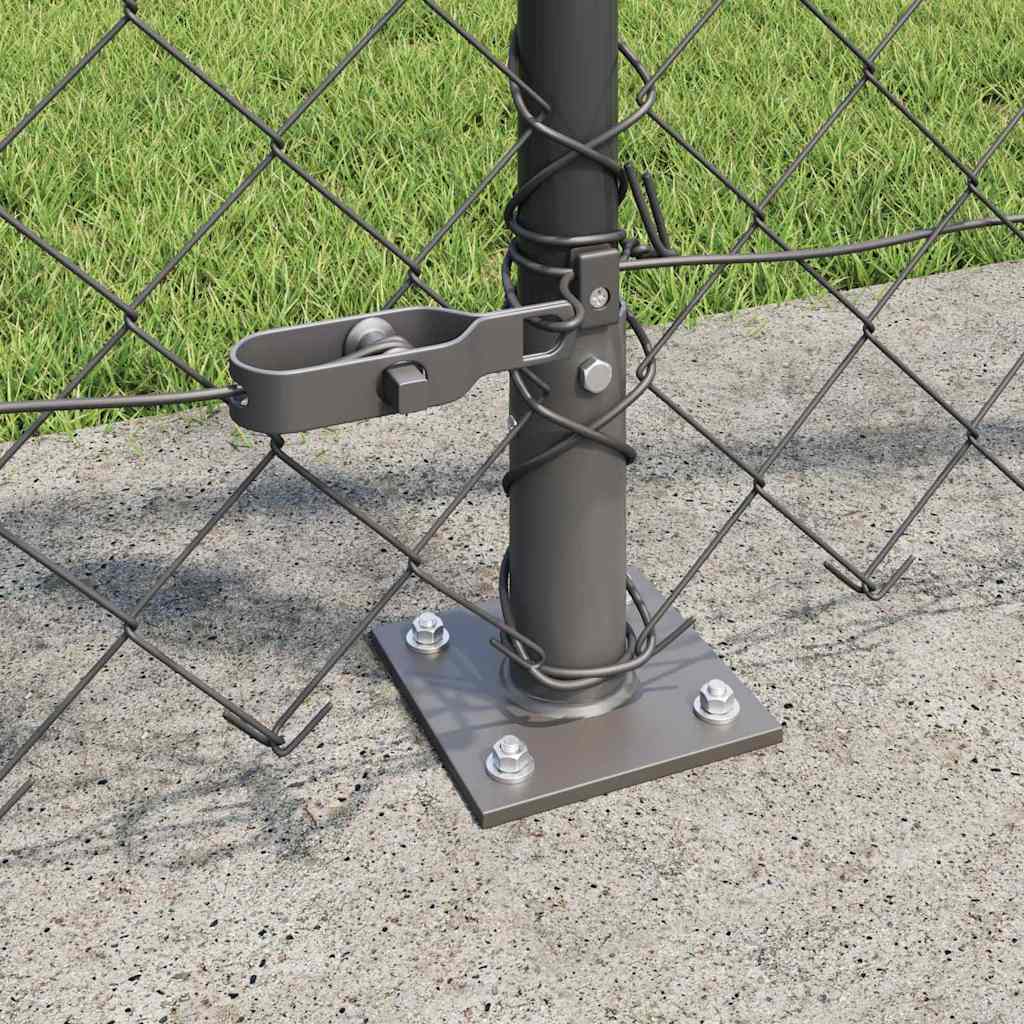 Kettengliedzaun mit Pfosten Grau 1 x 10 m Stahl
