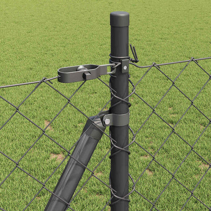 Kettengliedzaun mit Pfosten Grau 1 x 10 m Stahl