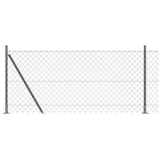 Kettengliedzaun mit Pfosten Grau 1 x 10 m Stahl