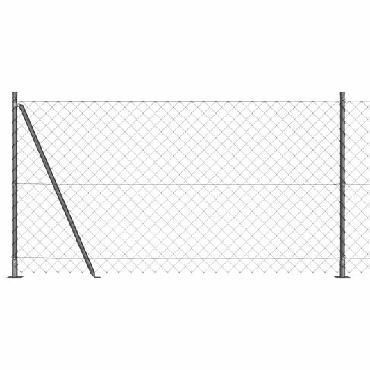 Kettengliedzaun mit Pfosten Grau 1.2 x 10 m Stahl