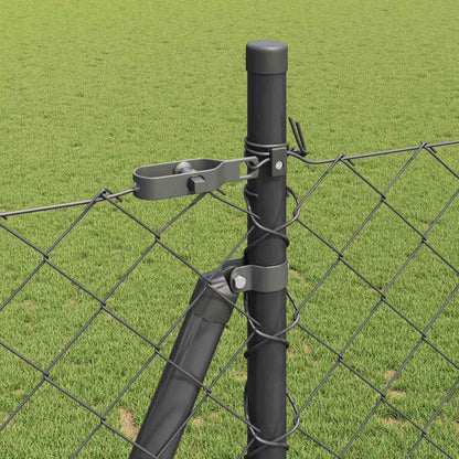 Kettengliedzaun mit Pfosten Grau 1,6 x 10 m Stahl