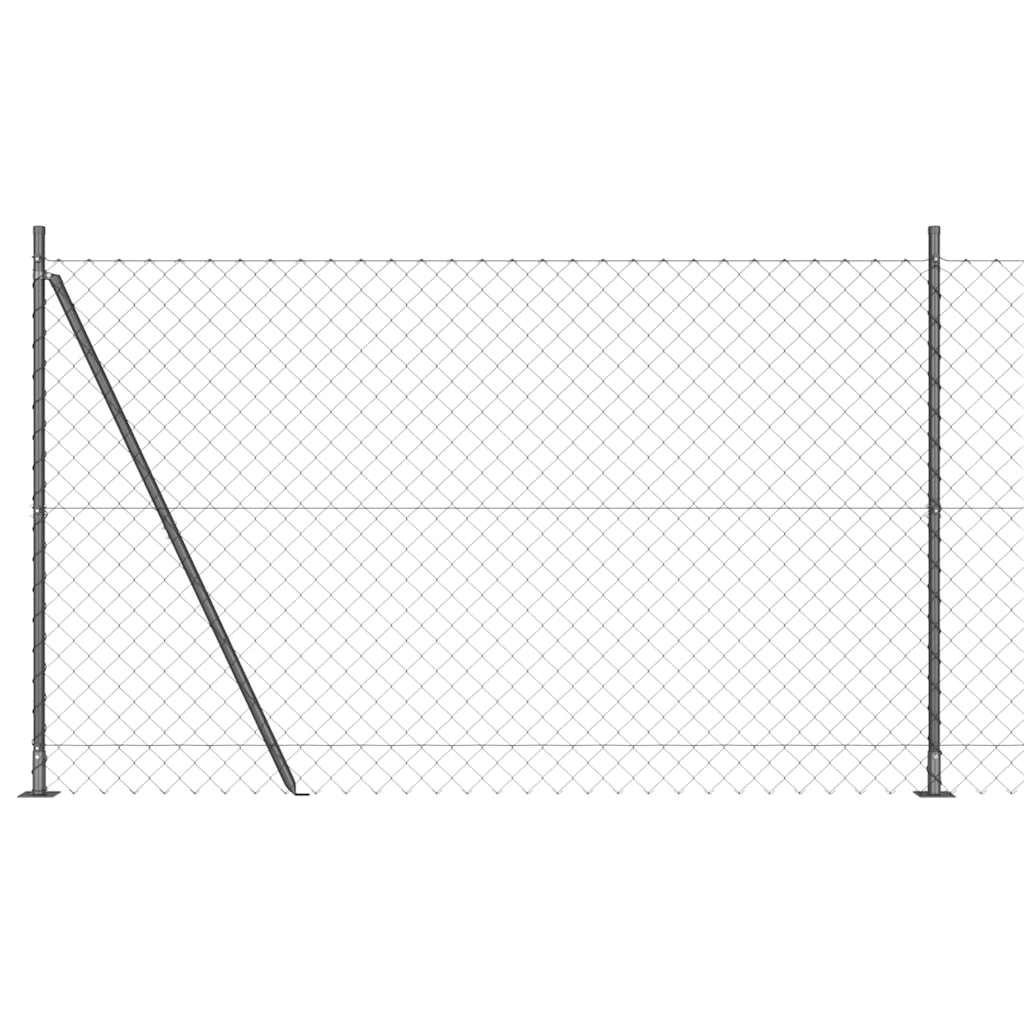 Kettengliedzaun mit Pfosten Grau 1.6 x 10 m Stahl