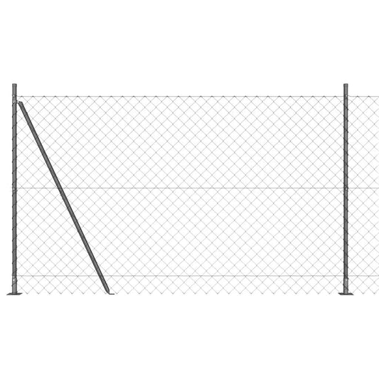 Kettengliedzaun mit Pfosten Grau 1.6 x 10 m Stahl