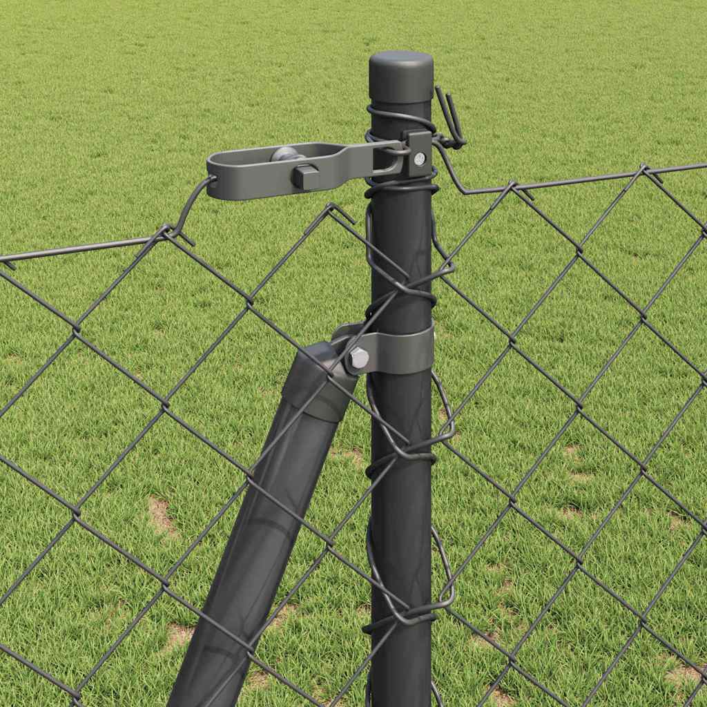 Kettengliedzaun mit Pfosten Grau 1,2 x 25 m Stahl