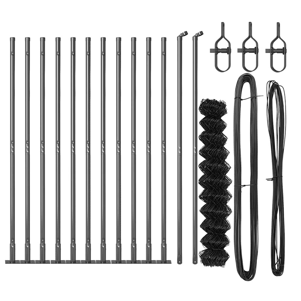 Kettengliedzaun mit Pfosten Grau 1.2 x 25 m Stahl