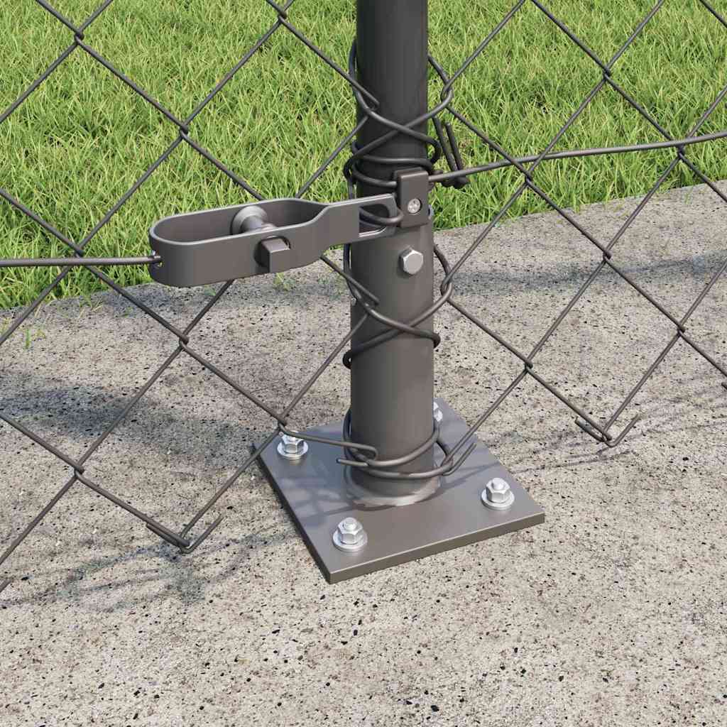 Kettengliedzaun mit Pfosten Grau 1,4 x 25 m Stahl