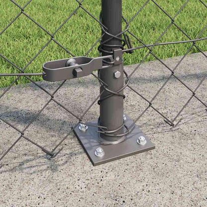 Kettengliedzaun mit Pfosten Grau 1.6 x 25 m Stahl