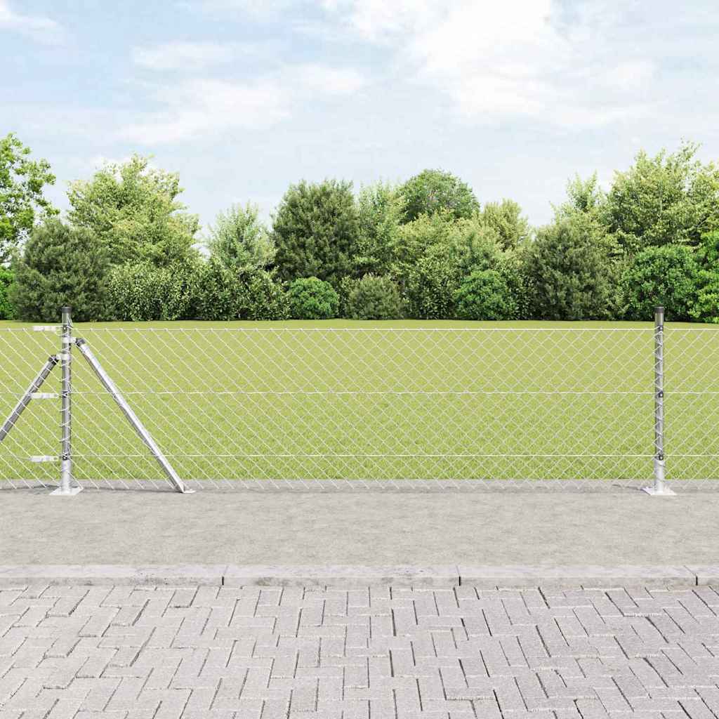Kettengliedzaun mit Pfosten Silber 0,4 x 10 m Stahl