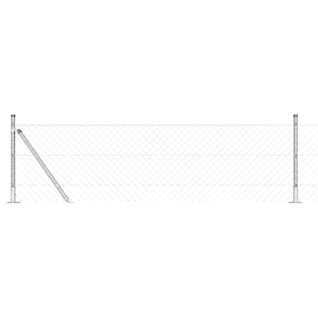 Kettengliedzaun mit Pfosten Silber 0,4 x 10 m Stahl