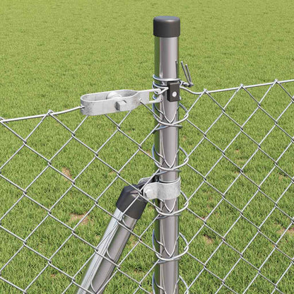 Kettengliedzaun mit Pfosten Silber 0,8 x 10 m Stahl