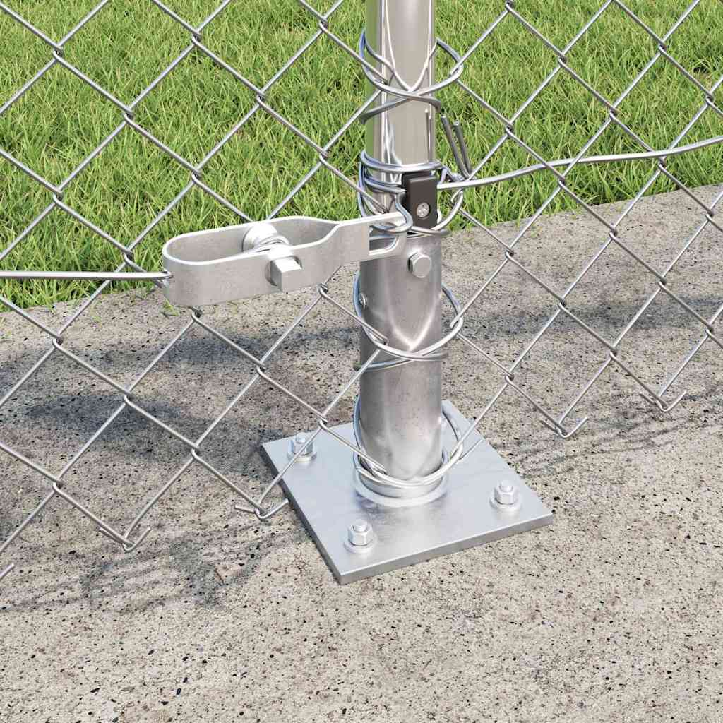 Kettengliedzaun mit Pfosten Silber 1 x 10 m Stahl