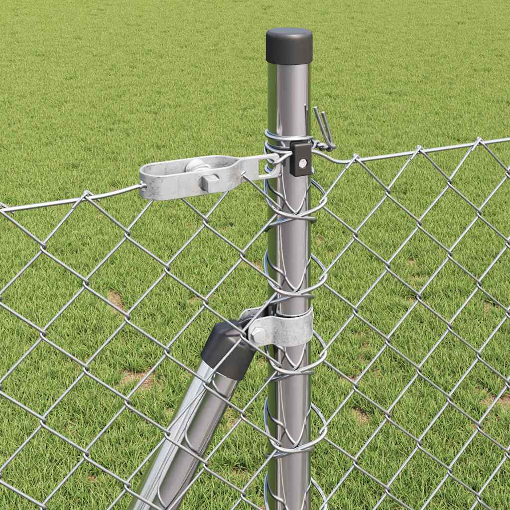 Kettengliedzaun mit Pfosten Silber 1 x 10 m Stahl