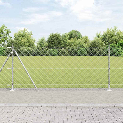 Kettengliedzaun mit Pfosten Silber 1 x 10 m Stahl