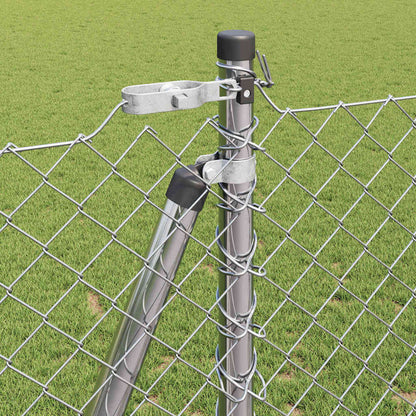 Kettengliedzaun mit Pfosten Silber 1,2 x 10 m Stahl
