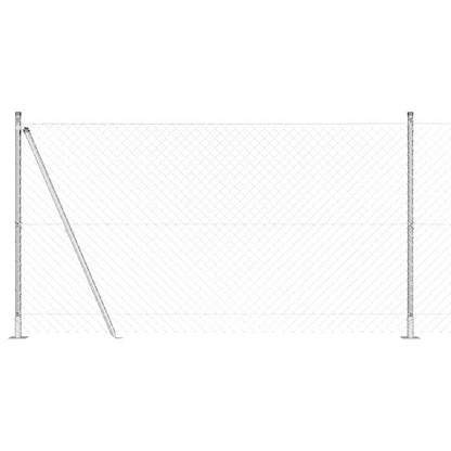 Kettengliedzaun mit Pfosten Silber 1.2 x 10 m Stahl