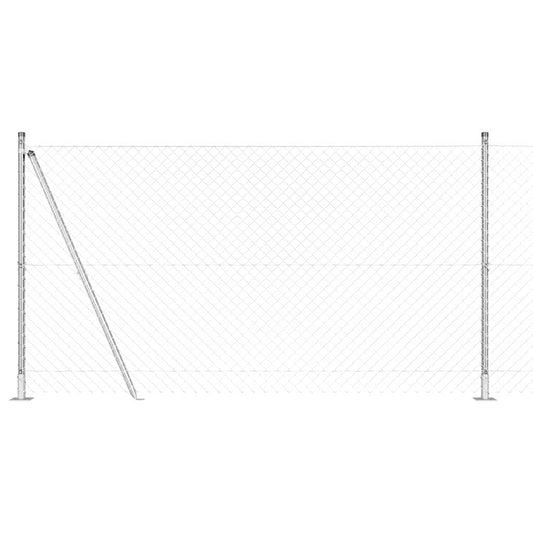 Kettengliedzaun mit Pfosten Silber 1.2 x 10 m Stahl