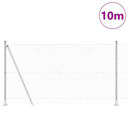 Kettengliedzaun mit Pfosten Silber 1.2 x 10 m Stahl