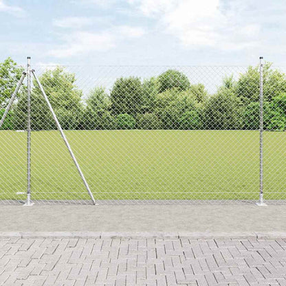 Kettengliedzaun mit Pfosten Silber 1.4 x 10 m Stahl