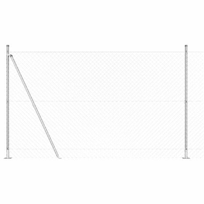 Kettengliedzaun mit Pfosten Silber 1.4 x 10 m Stahl