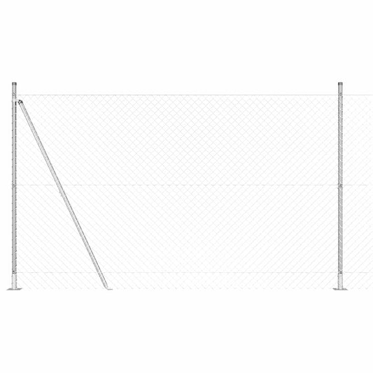 Kettengliedzaun mit Pfosten Silber 1.4 x 10 m Stahl