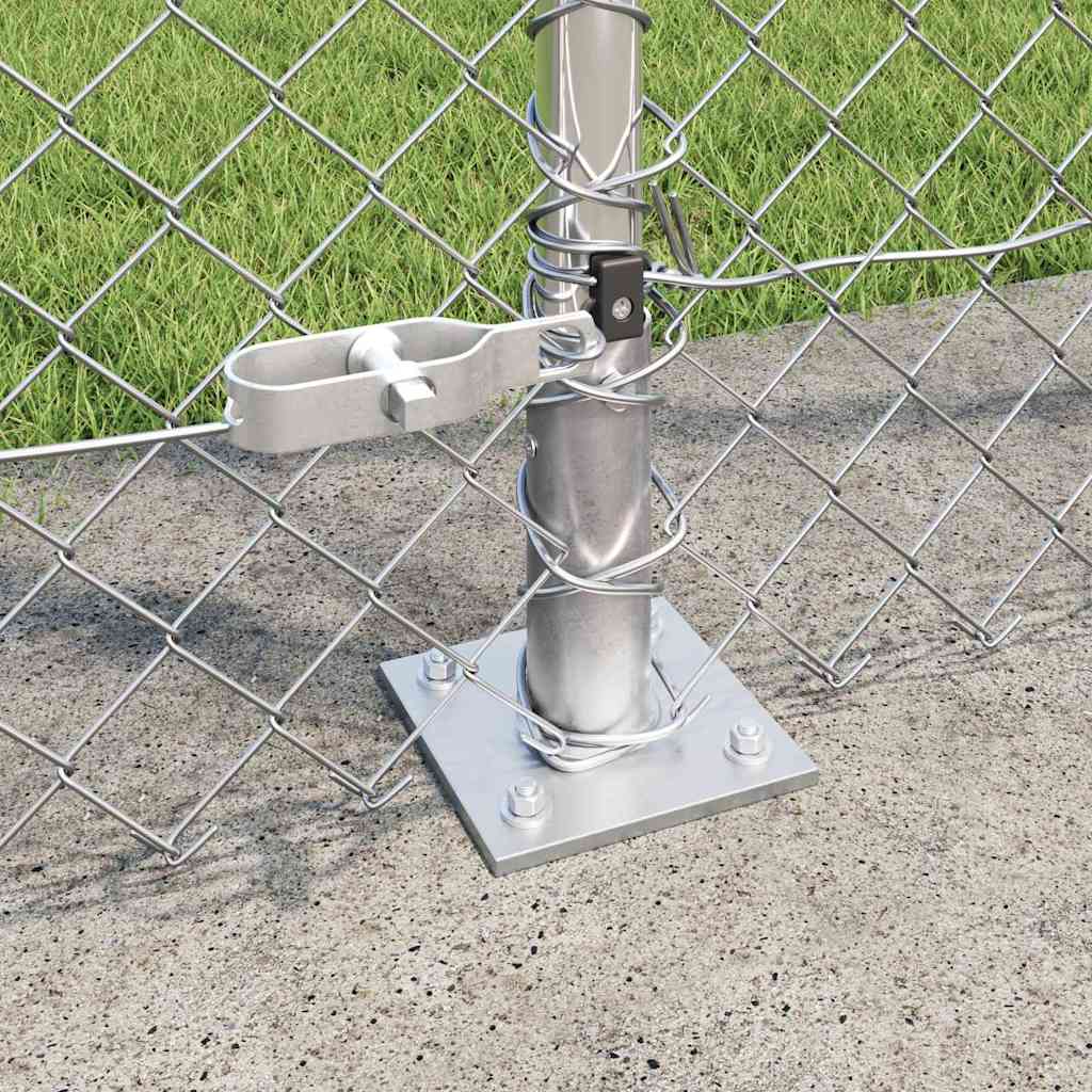 Kettengliedzaun mit Pfosten Silber 1,6 x 10 m Stahl
