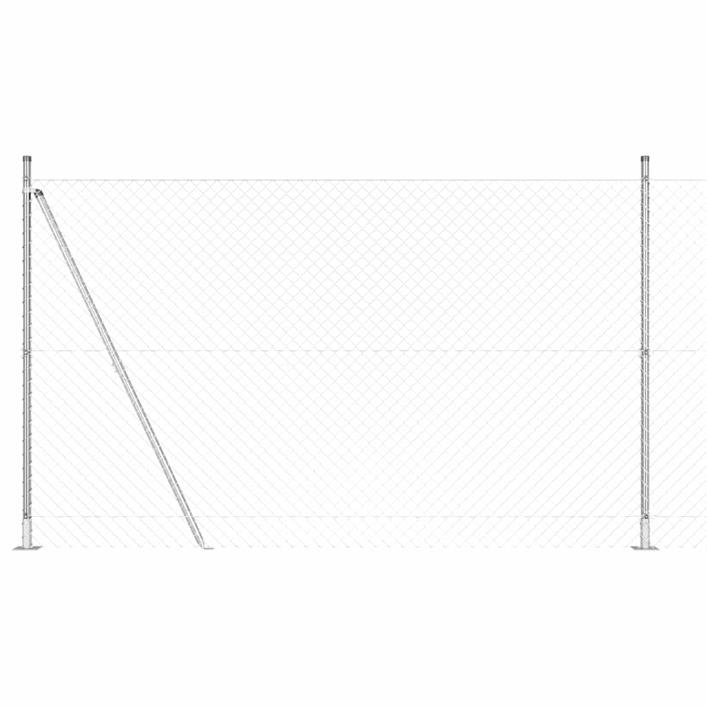 Kettengliedzaun mit Pfosten Silber 1.6 x 10 m Stahl