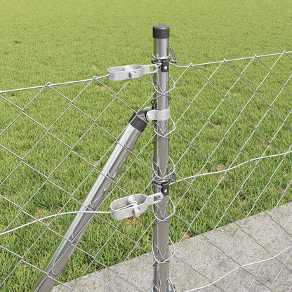 Kettengliedzaun mit Pfosten Silber 0,4 x 10 m Stahl