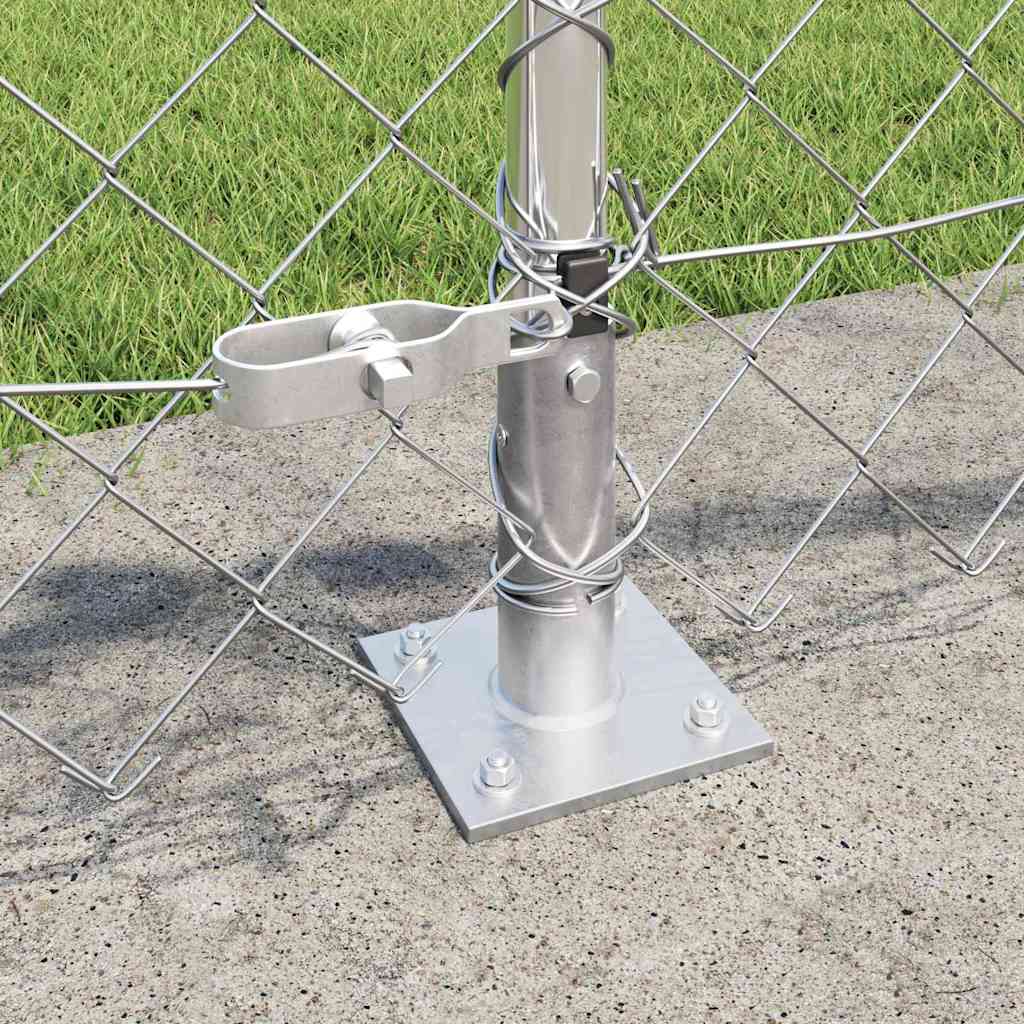 Kettengliedzaun mit Pfosten Silber 0,6 x 10 m Stahl