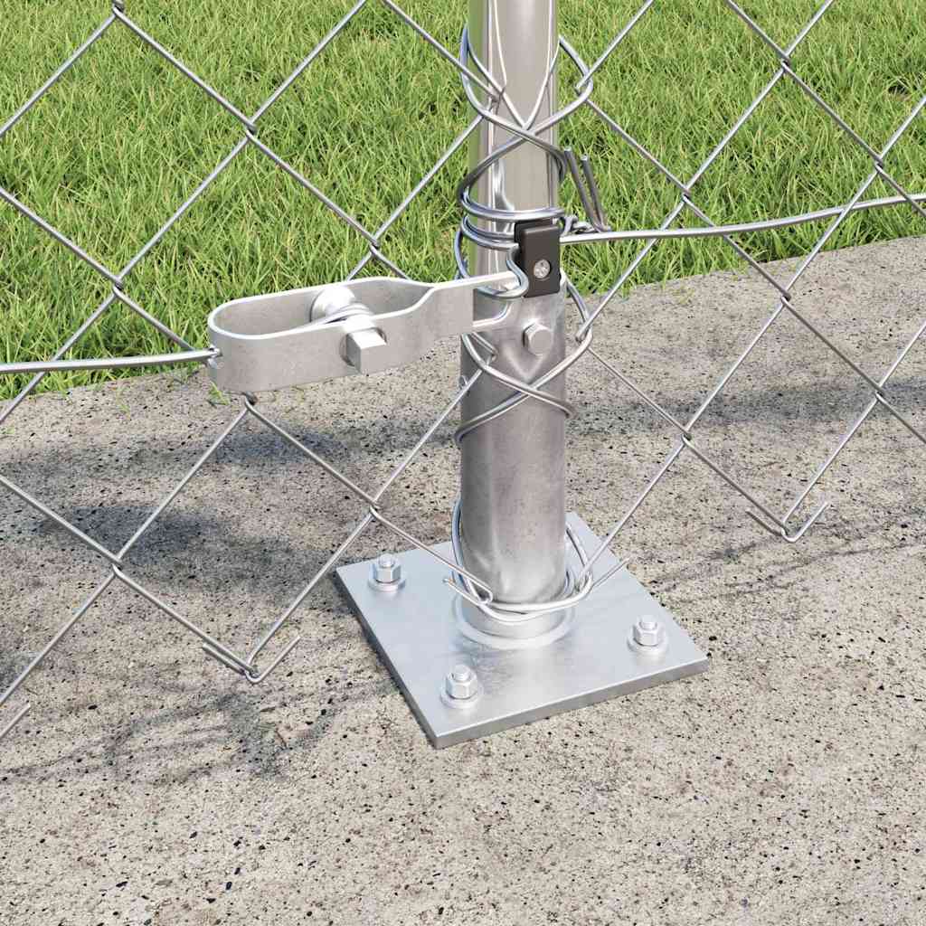 Kettengliedzaun mit Pfosten Silber 0,8 x 10 m Stahl