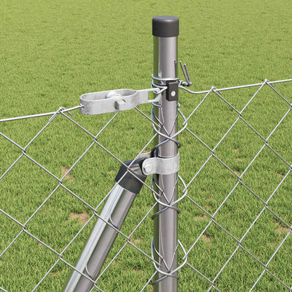 Kettengliedzaun mit Pfosten Silber 0,8 x 10 m Stahl