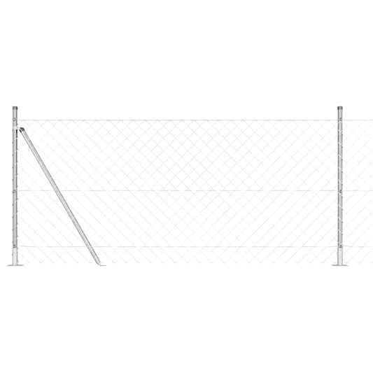 Kettengliedzaun mit Pfosten Silber 0.8 x 10 m Stahl