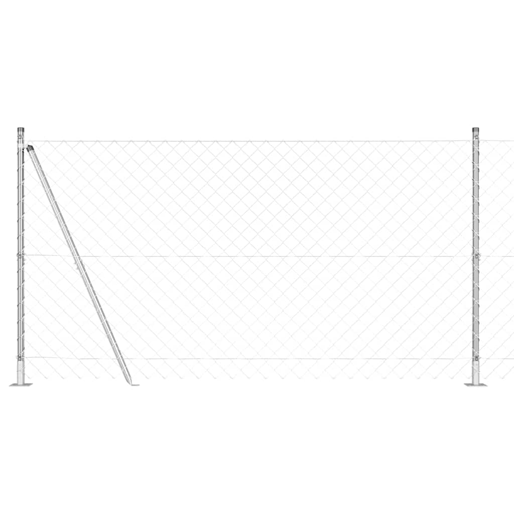 Kettengliedzaun mit Pfosten Silber 1.2 x 10 m Stahl