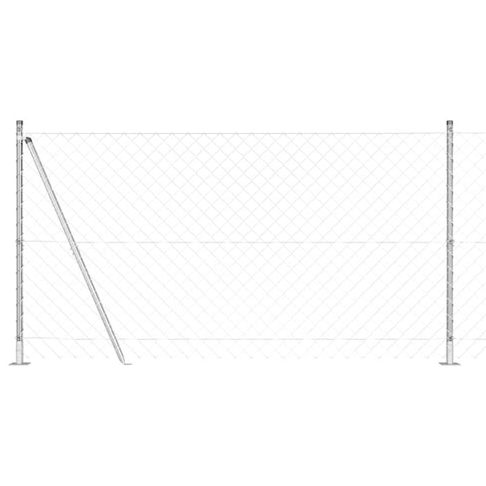 Kettengliedzaun mit Pfosten Silber 1.2 x 10 m Stahl