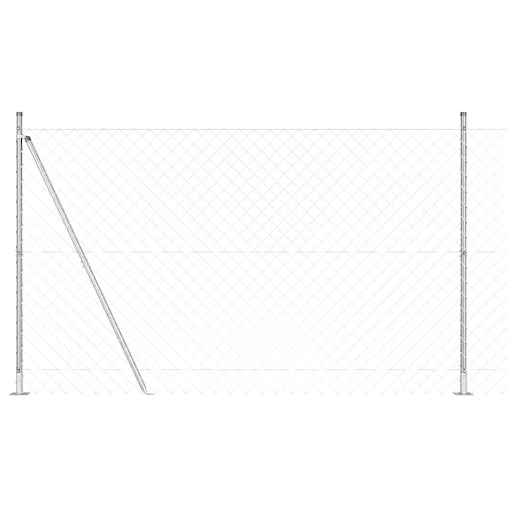 Kettengliedzaun mit Pfosten Silber 1.5 x 10 m Stahl