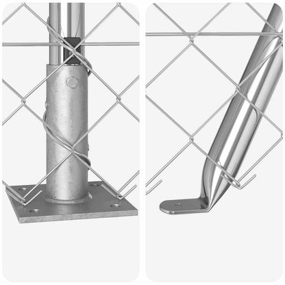 Kettengliedzaun mit Pfosten Silber 1.6 x 10 m Stahl