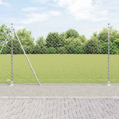 Kettengliedzaun mit Pfosten Silber 1.6 x 10 m Stahl