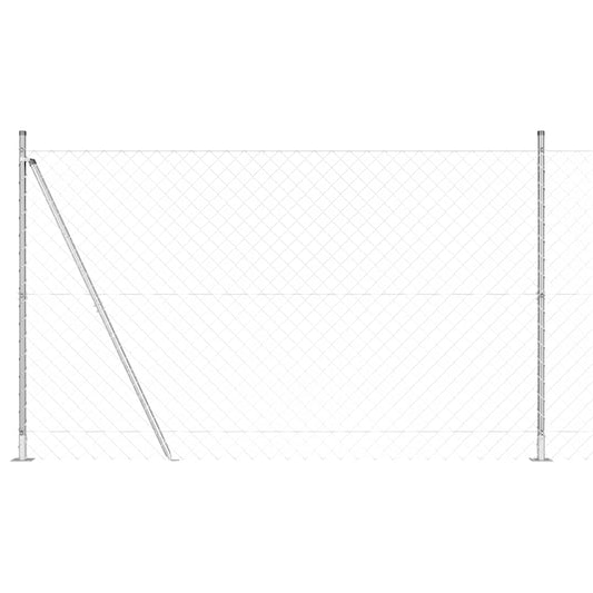 Kettengliedzaun mit Pfosten Silber 1.6 x 10 m Stahl