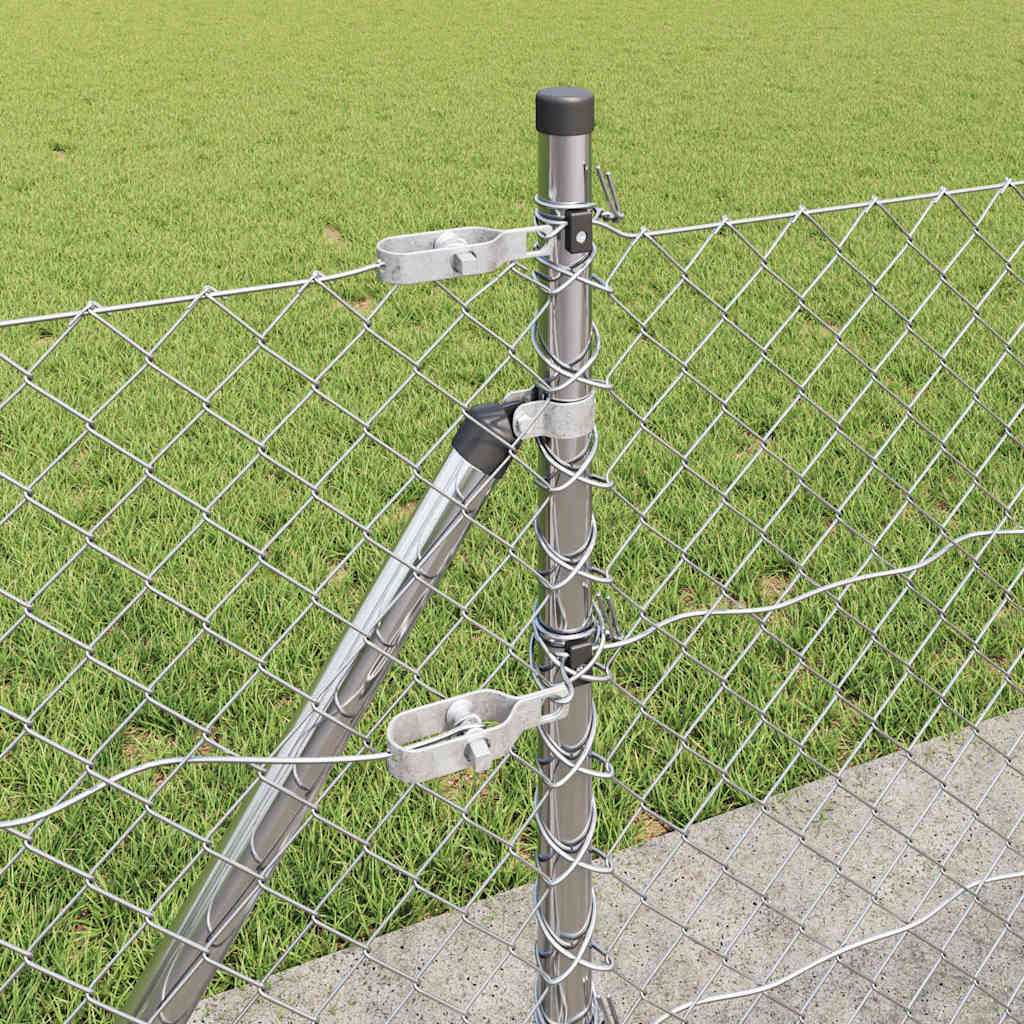 Kettengliedzaun mit Pfosten Silber 0,6 x 25 m Stahl