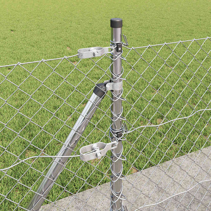 Kettengliedzaun mit Pfosten Silber 0,6 x 25 m Stahl