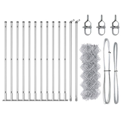 Kettengliedzaun mit Pfosten Silber 0,6 x 25 m Stahl