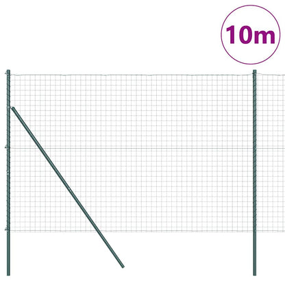 Zaun mit Pfosten Grün 1.6 x 10 m Stahl