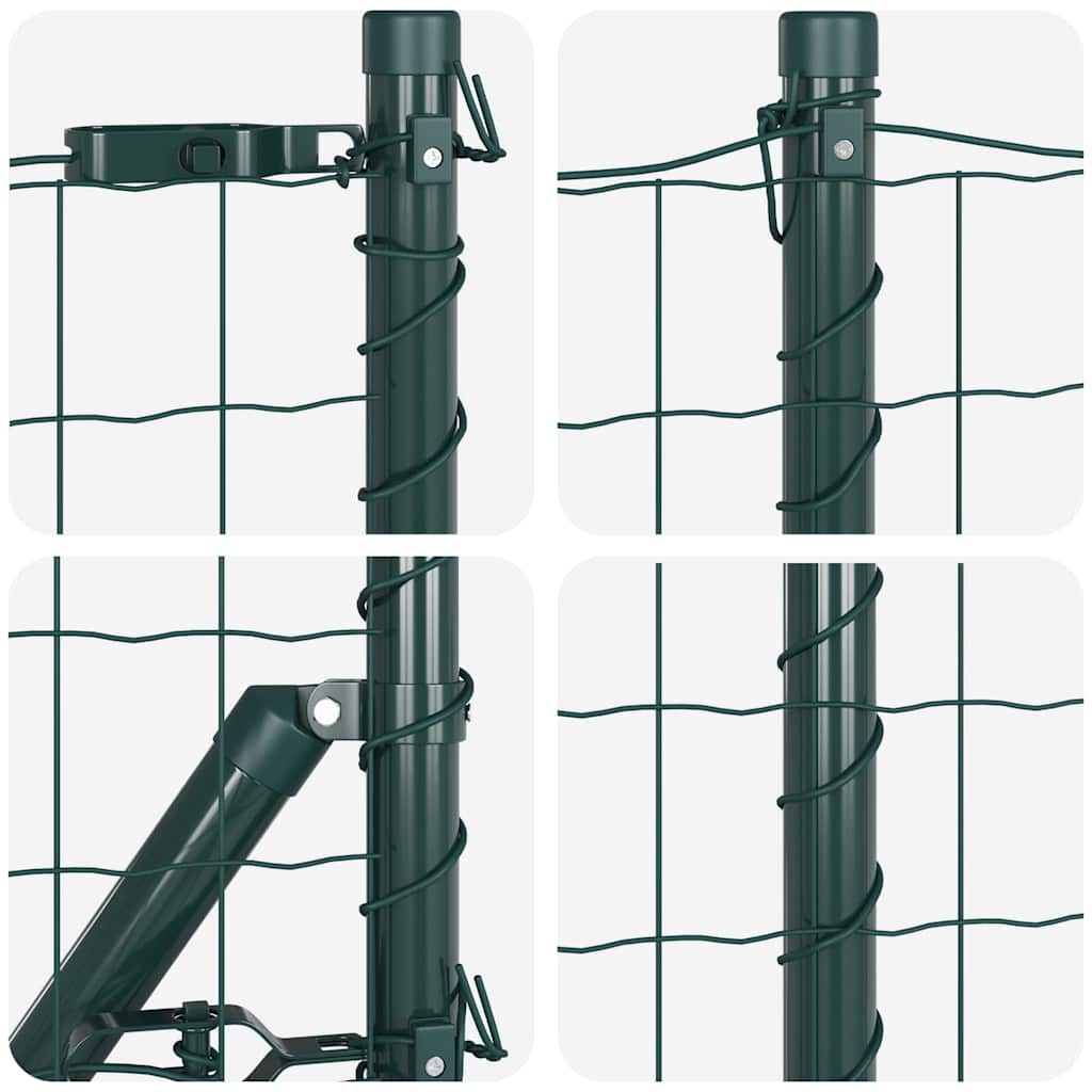 Zaun mit Pfosten Grün 0,6 x 10 m Stahl