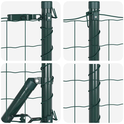 Zaun mit Pfosten Grün 0,6 x 10 m Stahl